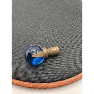 Vintage Cobalt Blue Glass Orb Lamp Finial Brass Claw Base UV Reactive Glow